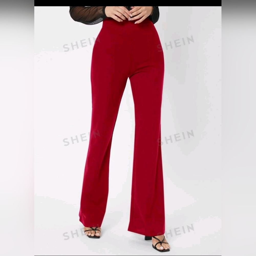 Red flare pants